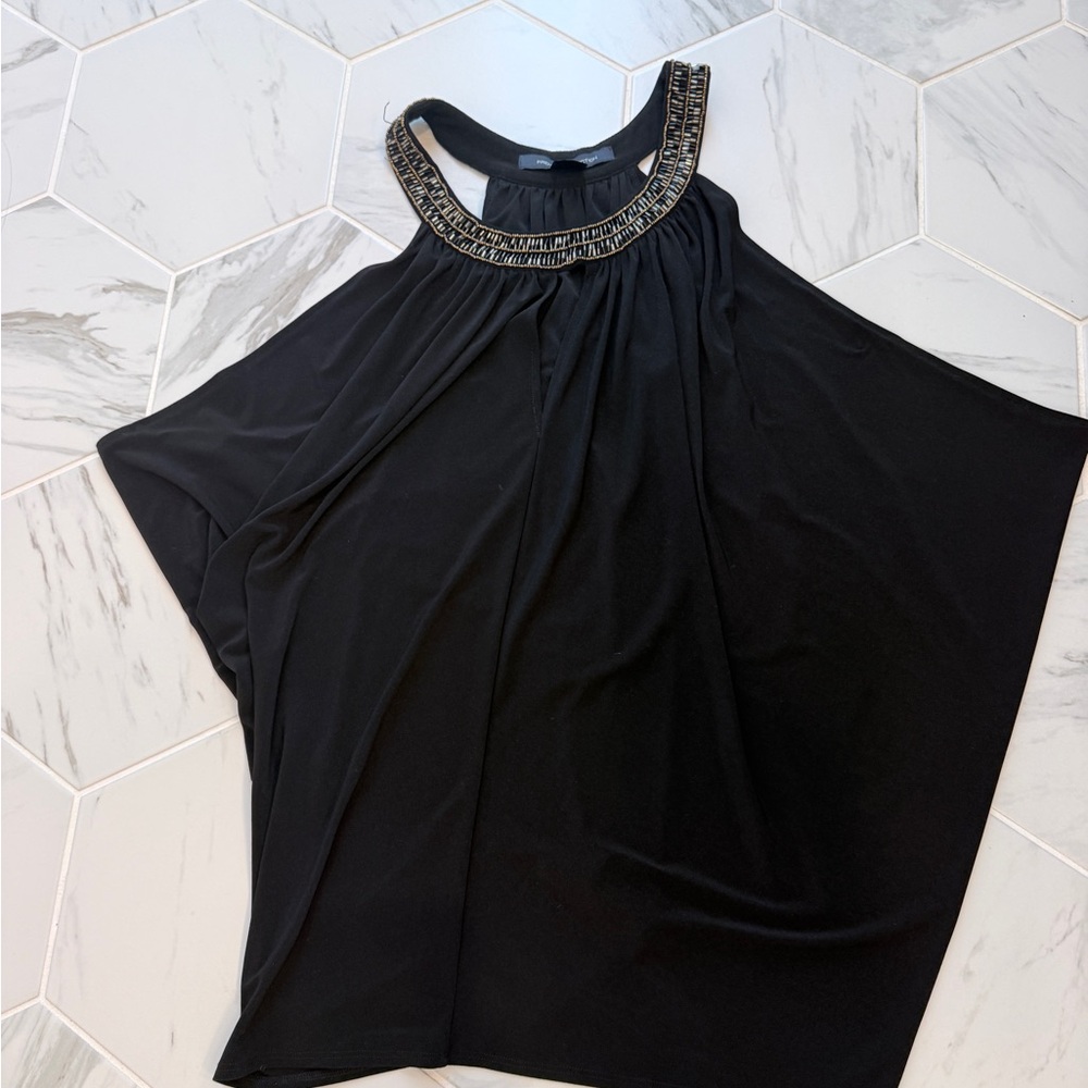 French Connection Black Beaded Halter Top
